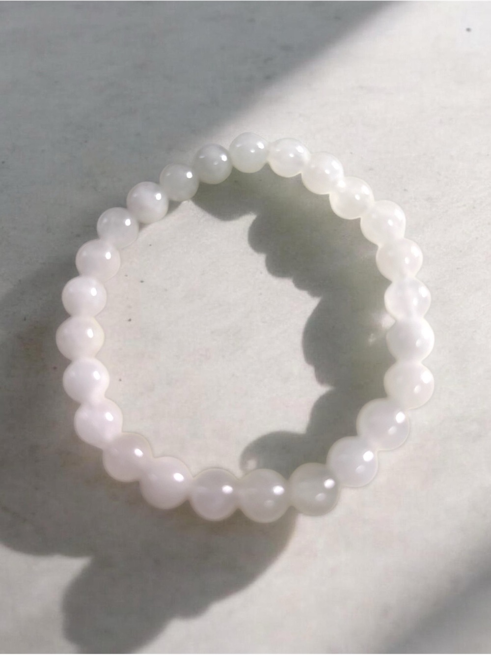 White Jade 8mm Beaded Stretch Bracelet - Women Jewelry